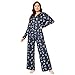 Produktbild Disney Pyjama Damen S-XL, Stitch Schlafanzug Damen lang mit Knopfleiste, Schlafanzug für Damen, Geschenke (Marineblaue, XL)