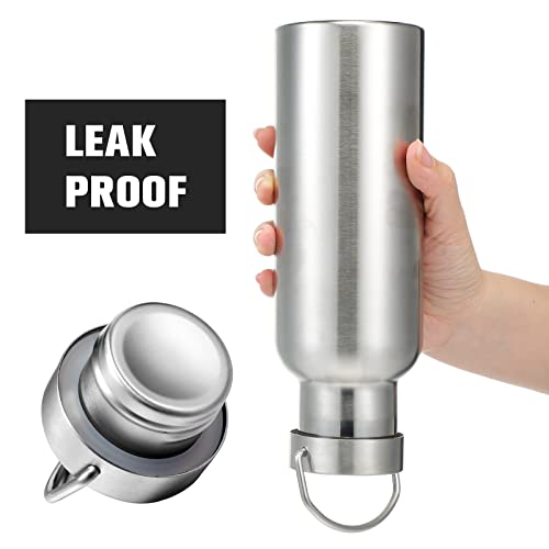 10 Pack Reusable Stainless Steel Water Bottle Bulk Double Wall Insulated Sports Water Bottle with Handle and Vacuum Seal Leakproof Lid for Sports Cyclists Hiking Gym Camping Gift(Silver,17 oz) by Cunhill - Image 5