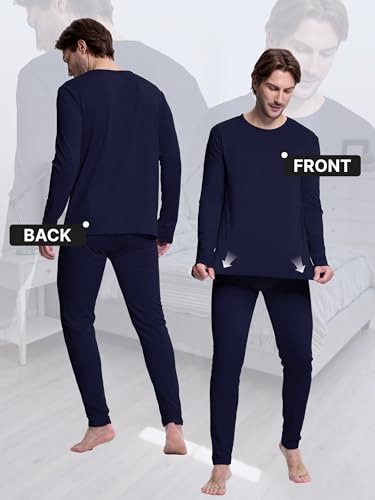 VZV 4 Set Thermal Underwear for Men Fleece Lined Long Johns for Men Thermal Top and Bottom Set Long Underwear for Winter4