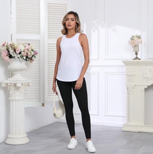 PRIMODA Womens Sleeveless Tank Tops Crew Neck Loose Fit Summer Casual Flowy Curved Tunic Shirt3