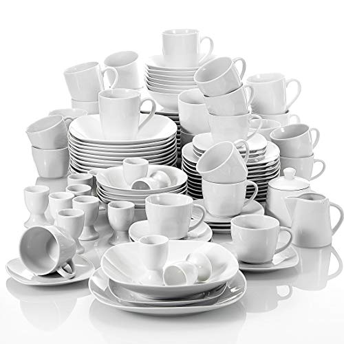 Produktfoto von MALACASA, Serie Elisa, 100-teilig Tafelservice aus Porzellan, Kombiservice Frühstückservice Kaffeeservice mit&hellip;