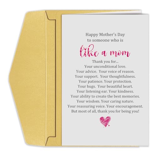 Sweet Mothers Day Card for Bonus Mom, Poem Mothers Day Card for Stepmom, Like A Mom to Me Card, Mom Appreciation Card, Happy Mothers Day to Someone Who Is Like A Mom