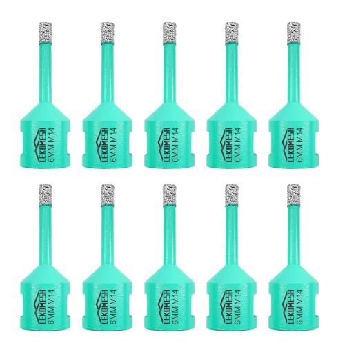 Lekomesh Broca Diamante 6mm 10pcs - Corona De Diamante Para Porcelánico Cerámica Mármol Granito Piedra, Rosca M14