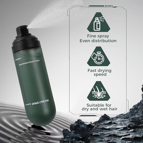 Sea Salt Spray for Men - Texturizing Spray for Beach Waves, Volume & Strong Hold - Non-Sticky, No White Residue with Sargassum Extract (100ml)