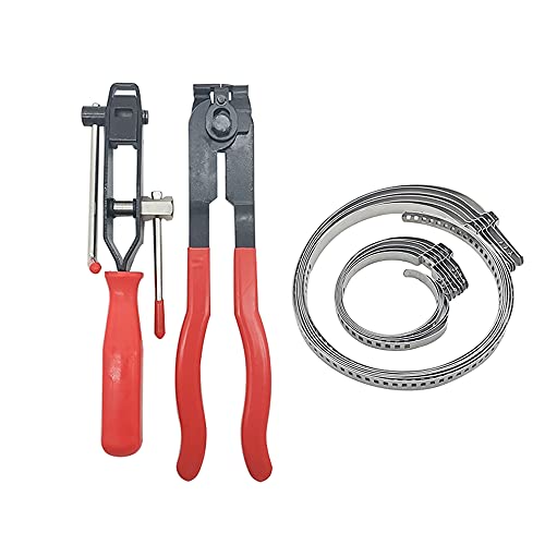 Tabazy CV Boot Clamp Pliers CV Joint Ear Clamp Banding Tool Set with 12pcs Adjustable Axle Boot CV Joint Bands Drive Axle Shaft Joint Crimp Clamps Fit for Most Cars