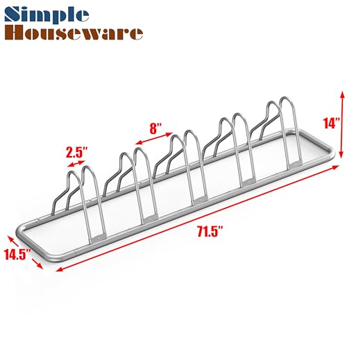 Simple Houseware 5-Bike Floor Storage Rack - Adjustable Bicycle Parking Stand & Garage Organizer for Road and Kids Bikes, Silver