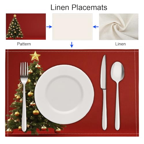 Sets de table boules décoratives dorées pour repas de Noël en famille - 6