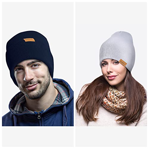 Image of Beanie for Men Winter Thermal Cuffed Knit Hat Warm Gifts Womens Beanies
