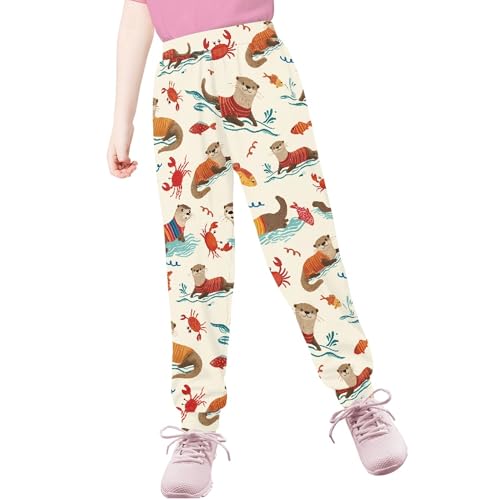Sweatpants for Girls Casual Cute Elastic Waist Jogger Pants Spring Fall Bundle Foot Trousers with Pockets3