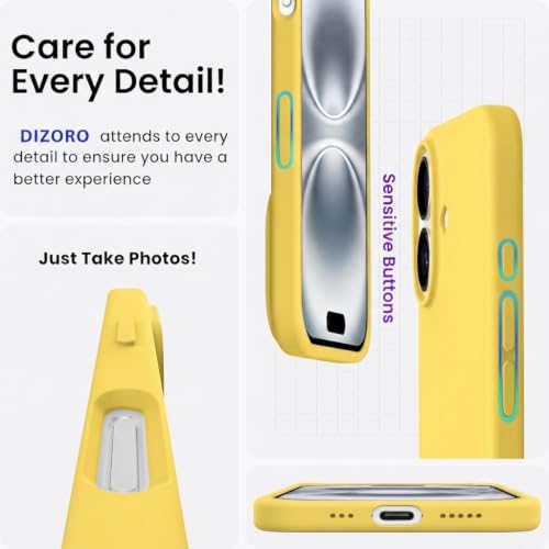 Image of DIZORO Compatible with iPhone 17 Case 6.3, Slim Liquid Silicone 3 Layers Full Covered Soft Gel Rubber Phone Cases Protective Back Cover 6.3 Inch - Yellow