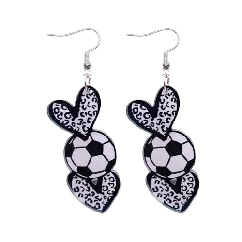 Acrylic Game Ball Dangle Earrings, Leopard Heart Pumpkin Sports Soccer Football Earrings Lover Jewelry Women Mom Game Day Player Fan Gift