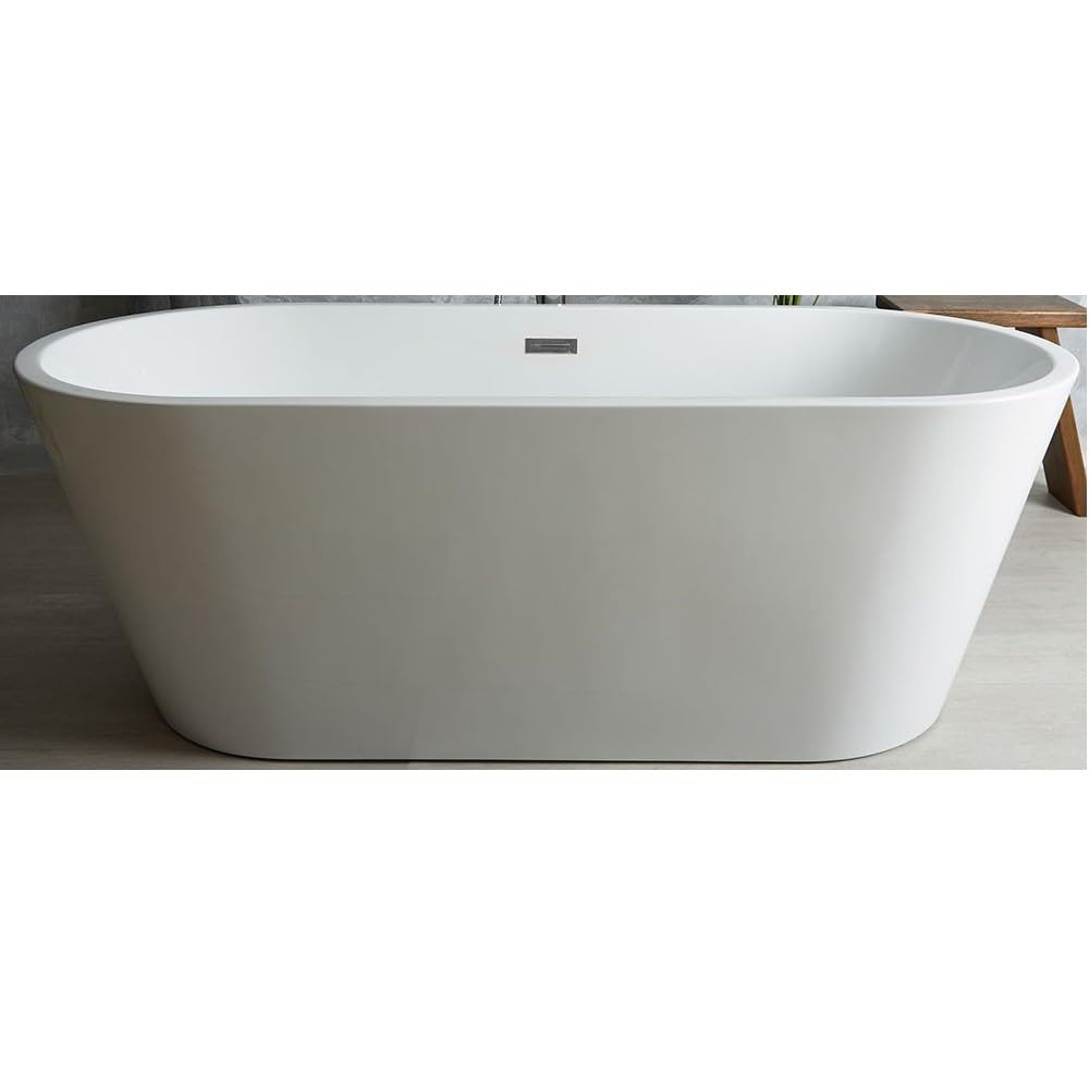 Milano White Ballam 1500Mm X 750Mm Double Ended Freestanding Oval Bath Waste Chrome Overflow