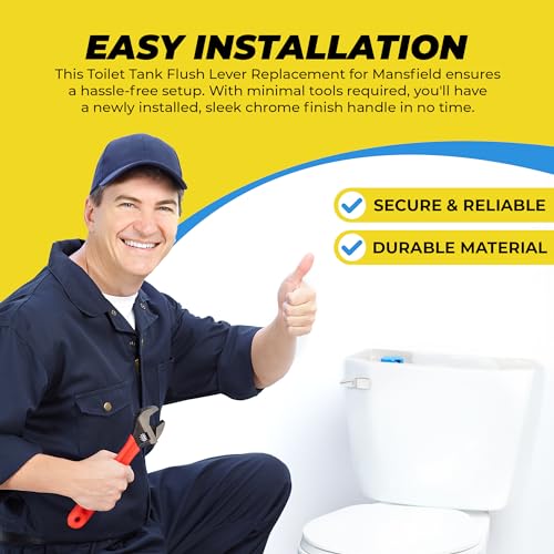 Qualihome Toilet Tank Flush Lever Replacement for Mansfield - Front Mount, Chrome Finish Handle - Designed for Optimal functionality - Compatible with Mansfield Flush Valve Systems
