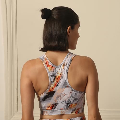 Image of SOIE Women's Medium Impact Quick Dry Padded Racerback Printed Athleisure Sports Bra