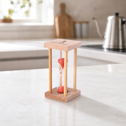 Amosfun Klepsydra timer 1 minuta mini klepsydra ze szkła, czerwona, do gotowania, zabawy i ćwiczeń czasowych, jako dekoracja stołu do salonu, biura, sypialni i na prezent dla dzieci
