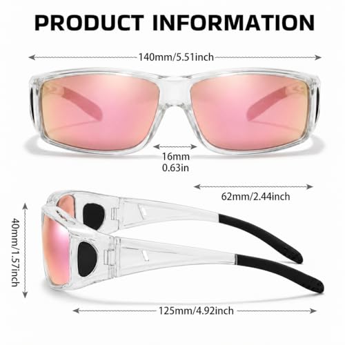 Image of SIPHEW Mirrored Sunglasses Polarized Fit Over Glasses for Men&Women | Wrap Around Sun Glasses,UV400 Protection,Lightweight & Comfortable,Driving,Outdoors