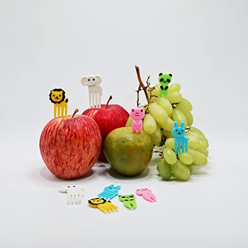 Image of Street27 10Pcs Food Fruit Fork Picks for Kids Cute Animals Bento Box Decor Forks Cake Little Forks Dessert Forks Cartoon Toothpick for Kids Cake Dessert Kids Cocktail Sticks (10pcs Cute Animals - A)