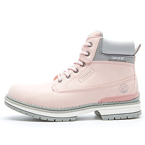 Botines Planos de Spring para Mujer - AnjouFemme Zapatos con Cordones para Mujer, Botas Impermeables Cómodas, la Mejor Elección para Caminar, Hacer Senderismo y para el Día a Día AMZ-TM1-PINK2-36