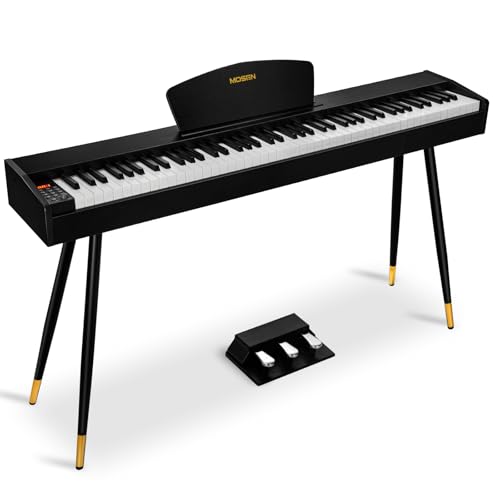 MOSEN 88 Keys Weighted Digital Piano with Furniture Stand & 3-Pedal Unit, Hammer Action Keyboard, Full-size Electric Piano Keyboard Supports USB-MIDI/Wireless Connect, MDP-110