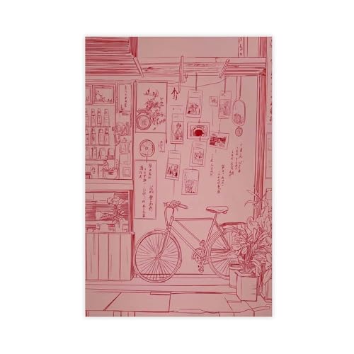 Impression sur toile de vélo japonais minimaliste pour salon 50x75 cm