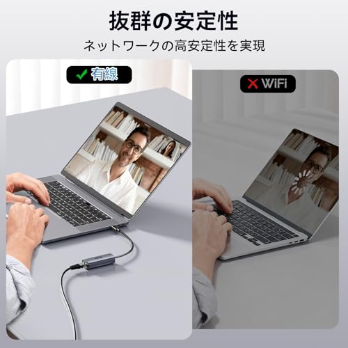 ICZI USB-C LAN 有線LANアダプター 1000Mbps高速 編み糸 Type-C to RJ45 ギガビットイーサネット Thunderbolt4/3搭載 iPhone15/MacBook/iPad/Switchなど幅広く対応