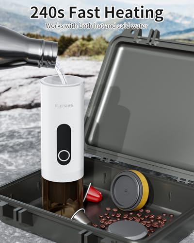 ELEISIOS Portable Espresso Machine,Travel Coffee Maker Self-Heating With Type-c,Compatible with Ground Coffee & NS Capsule for RV,Camping,Office(White) - Image 6