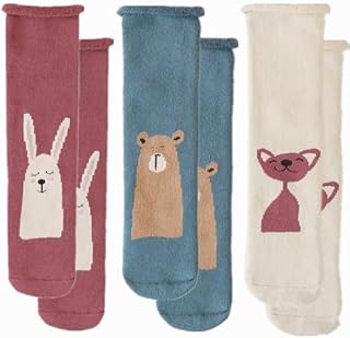 3 Pairs Unisex Kid Walking Warm Cute Soft Socks Baby Thicker Thermal Cotton Winter Over-knee High Stocking For Girls Boys Newborn Infant Children Toddlers