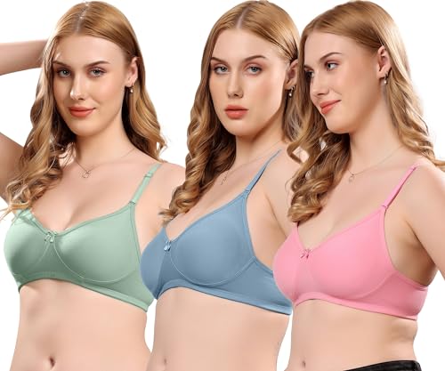 Image of London Hills Regular Bra for Women Everyday Non Padded Wire Free Mid Coverage Cotton Blend