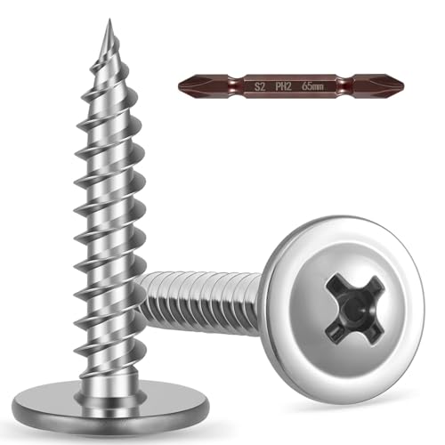 Krysay #8 x 1 Inch Wood Screws Phillips Modified Truss Head (120Pcs),304 Stainless Steel 18-8 Quick Metal Self-Tapping,Rust-Proof for Outdoor Furniture,Deck,Cabinets