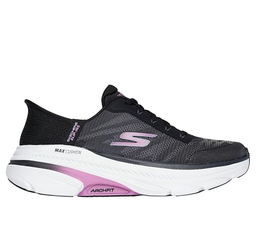 Skechers Women's Max Cushioning Arch Fit 2.0 Adelphi Hands Free Slip-Ins Sneaker, Black/Lavender, 7