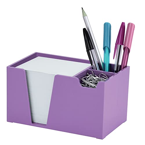 Acrimet Desktop Organizer Pencil, Pen, Paper, Clip, Caddy Holder (Plastic) (White Paper Included) (Solid Purple Color)