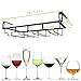 NAISQAQ Adjustable Under Cabinet Stemware Holder - Metal Wine Glass Hanger Organizer for Kitchen, Bar, Shelf - Rustproof Hanging Storage Rack for 6-8 Glasses - Space Saving Decor (Black, 4 Rows)