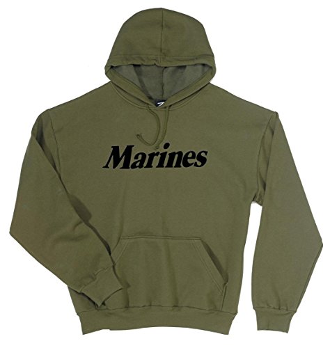Rothco Marines Pullover Hooded Sweatshirt, Olive Drab, XL