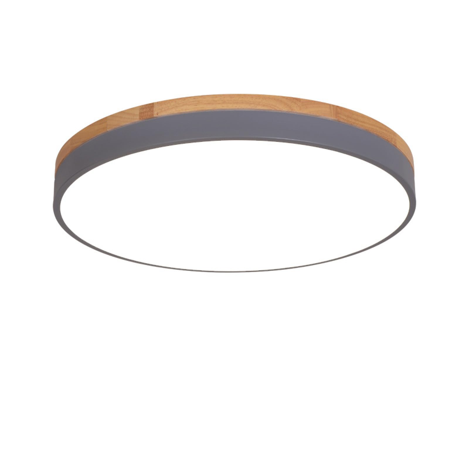 Pendant Lamps LED Ceiling Light Modern Round Wooden Flush Mount Ultra-thin Bedroom Kitchen Balcony(40CM 24W Grey Stepless Dimming)