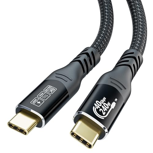 MOPOCHG USB 4 Kabel für Thunderbolt 4/5, 240W USB C auf USB-C Ladekabel, 40Gbps Monitor Kabel, 8K HD Display Video für iPhone 16/15 Pro/Max/Plus, Typ-C Laptops, Monitor, Hub, Dock (1,5M)