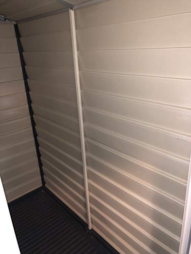 Duramax EverMore 4 x 6 (1.99 m²) Kunststoff gerätehaus, Wetterfeste Aufbewahrungslösung für den Außenbereich, mit Kunststoffboden, robuster Struktur und wartungsfreiem Vinylschuppen, Adobe & Grey