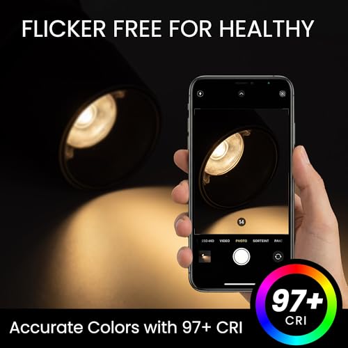 Image of 12W Indoor Ceiling Spotlight, Hardwired Directional Dimmable Fixture | Modern LED Spot Light Indoor, 350 Rotation, Surface Mount Accent Light for Picture Painting Living Room Bedroom, CRI97 White