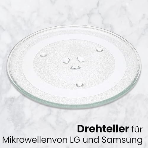 Anakel Home Drehbarer Mikrowellenteller mit 3 Laschen Ø 28,8cm Außendurchmesser Langlebiges, verstärktes Glas | Universell einsetzbar Rutschfestes System