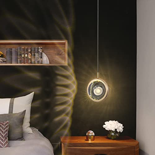 Ugly Egg Mini Crystal Pendant Light,Gold Finish Ceiling 7W Hanging Pendant Light Rotatable Crystal Ball For Kitchen Island Bedroom Dining Room Living Room Bedside (3D Dandelion Pattern) #TOP4