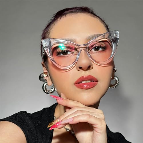 Image of Zeelool Retro Cat Eye Glasses for Women Eyeglasses Frame with Non-prescription Clear Lens ZJGA747707-01 Crystal