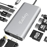 Eaibeiy USB C Docking Station Laptop Dual Monitor, 11 in 1 USB C Hub Dual HDMI Multiport Adapter for