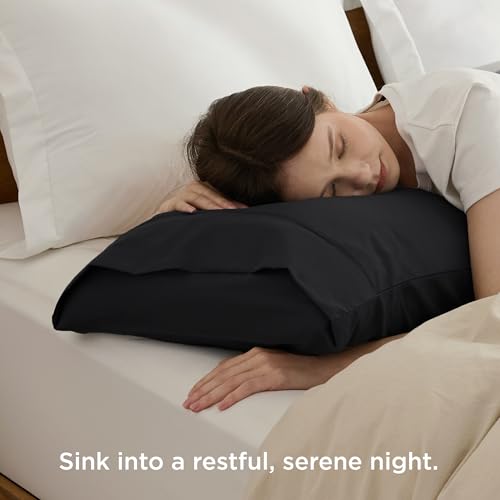 Image of Bedsure King Size Pillow Cases Set of 4 - Black Brushed Microfiber Pillowcases 4 Pack, Super Soft Pillowcase, Pillow Case Cover with Envelope Closure for Kids, Wrinkle, Fade Resistant, 20x36 Inches
