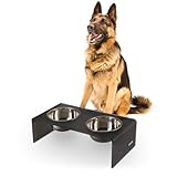 Picture of The LICKER Store DBL2001J Keaton 7.5" Medium/Large Modern Acrylic Rectangular Elevated Pet Feeder with 54oz 2-Stainless Steel Bowls, Dark Gray/Chrome