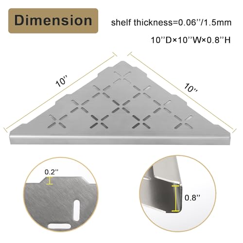 Xiarnotogi CS-LS-03 10 Inch Corner Shower Shelf, 2-Pack Shower Shelves Sus304 Stainless Steel Bathroom Shelves thumb #4
