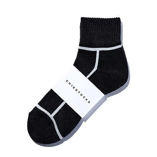 [CHICSTOCKS] ���������V�b�N�X�g�b�N�X �\�b�N�X �����Y �C�� ���f�B�[�X�y�ޗǂŕ҂ޓ��{���C���z�M�t�g �j�� 22-28cm �A���N�� �\�b�N�X (S, �u���b�N×�I�t�z���C�g)