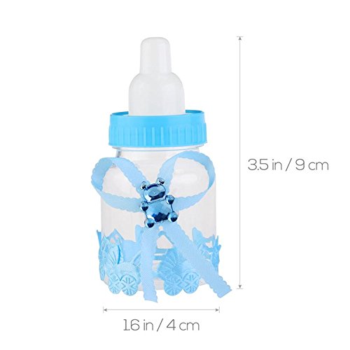 Laslu 24Pcs Feeder Style Candy Bottle For Baby Shower Favors Fillable Mini Bottle Candy Gift Box For Boy Girl Newborn Infant Baptism Christening Birthday Party Decoration (12Pcspink+12Pcsblue) #TOP4