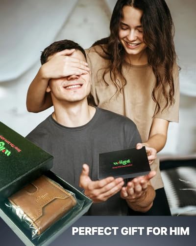 Men's Slim Bifold Wallet with Pop-Up Card Holder – RFID Blocking, Minimalist Aluminum Case, ID Window, Coin Pocket,Front Pocket Wallet with Gift Box(Brown) 7