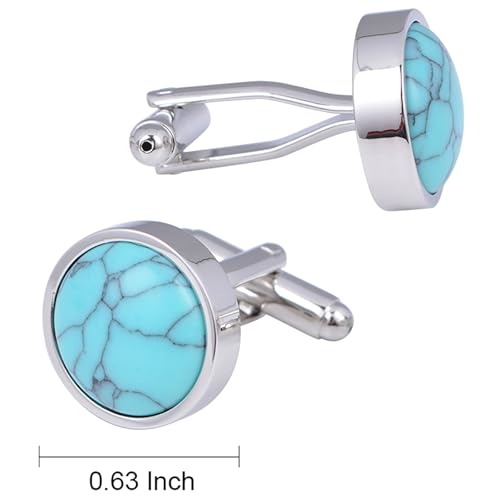 Dome Natural Turquoise Stone Cufflinks Jewelry for Men Stainless Steel Classic Tuxedo Shirt Unique Business Wedding4