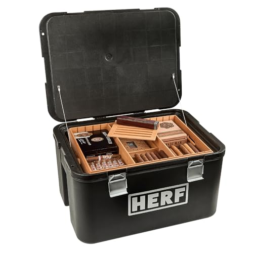 HERF Coolador, Stackable 450-Count Cigar Humidor, Mahogany Trays, Durable Acrylic with Metal Latches