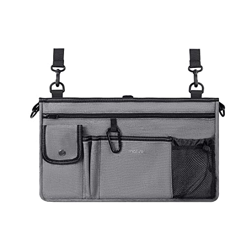 MOSISO Walker Bag with Cup Holder, Folding Walker Basket Storage Bag, Large Capacity Organizer Pouch with Reflective Strip for Most Foldable/Universal Walkers, Wheelchairs, Gray